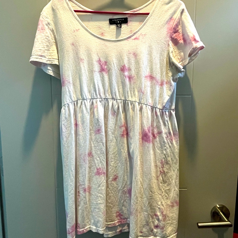 Bycorpus synched waist pink tie dye free dress